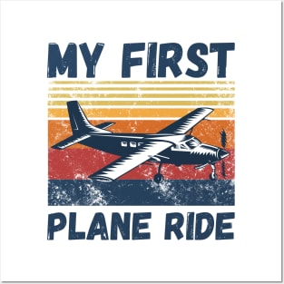 My First Plane Ride, Retro Vintage Sunset Airplane Posters and Art